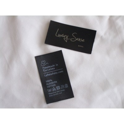 Satin sewing label black 30x50 mm