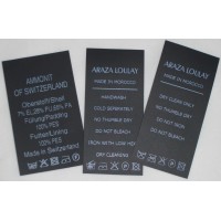 Polyester zwart label 35x60 mm - tot 12 regels